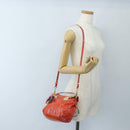 Miu Miu Hand Bag Patent leather 2way Orange Gold Auth 167664A-36