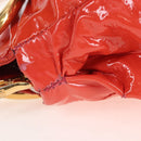 Miu Miu Hand Bag Patent leather 2way Orange Gold Auth 167664A-4