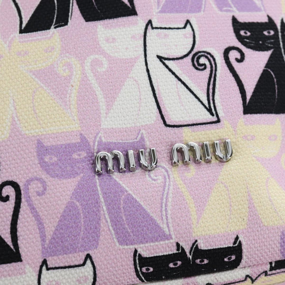 Miu Miu Pouch Canvas Pink Silver Auth 167665M