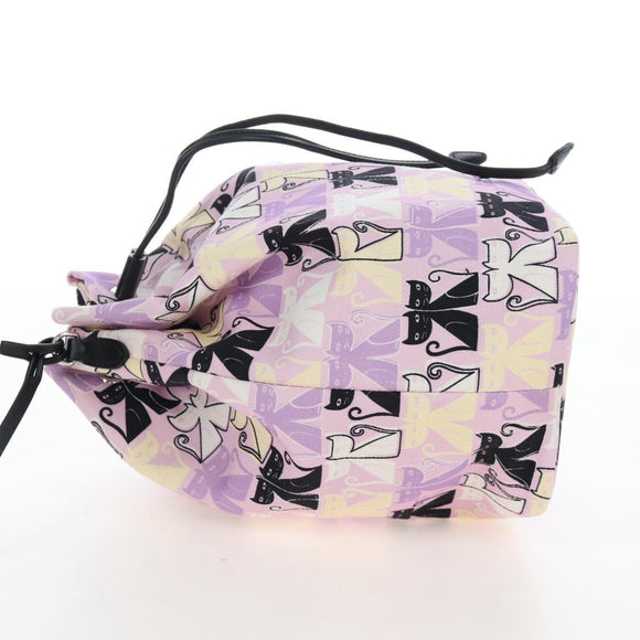 Miu Miu Pouch Canvas Pink Silver Auth 167665M