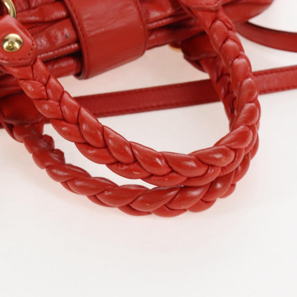 Miu Miu Matelasse Hand Bag Leather 2way Orange Gold Auth 167666A