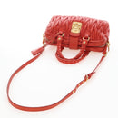 Miu Miu Matelasse Hand Bag Leather 2way Orange Gold Auth 167666A-9