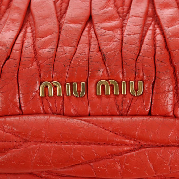 Miu Miu Matelasse Hand Bag Leather 2way Orange Gold Auth 167666A