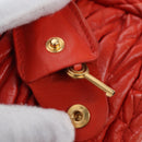 Miu Miu Matelasse Hand Bag Leather 2way Orange Gold Auth 167666A-26