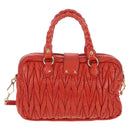 Miu Miu Matelasse Hand Bag Leather 2way Orange Gold Auth 167666A-2