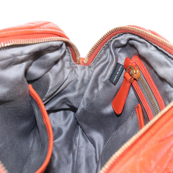Miu Miu Matelasse Hand Bag Leather 2way Orange Gold Auth 167666A