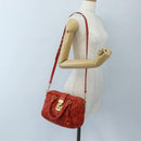 Miu Miu Matelasse Hand Bag Leather 2way Orange Gold Auth 167666A-36