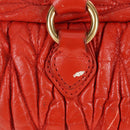 Miu Miu Matelasse Hand Bag Leather 2way Orange Gold Auth 167666A-3