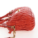 Miu Miu Matelasse Hand Bag Leather 2way Orange Gold Auth 167666A-4