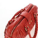 Miu Miu Matelasse Hand Bag Leather 2way Orange Gold Auth 167666A-14