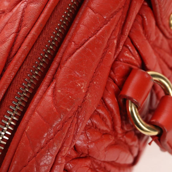 Miu Miu Matelasse Hand Bag Leather 2way Orange Gold Auth 167666A