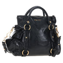 Miu Miu Hand Bag Leather 2way Black Gold Auth 167667M-1
