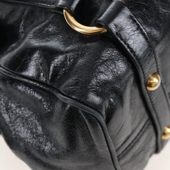 Miu Miu Hand Bag Leather 2way Black Gold Auth 167667M