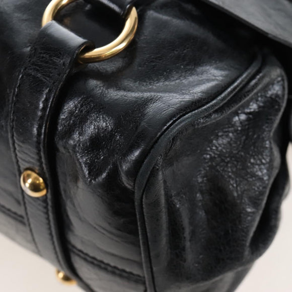 Miu Miu Hand Bag Leather 2way Black Gold Auth 167667M