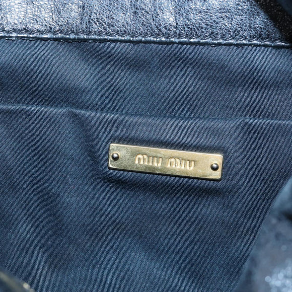 Miu Miu Hand Bag Leather 2way Black Gold Auth 167667M