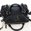 Miu Miu Hand Bag Leather 2way Black Gold Auth 167667M-6