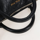 Miu Miu Hand Bag Leather 2way Black Gold Auth 167667M-7
