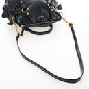 Miu Miu Hand Bag Leather 2way Black Gold Auth 167667M-8