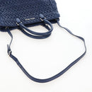 Miu Miu Matelasse Hand Bag Leather 2way Blue Silver Auth 167668M-9