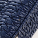 Miu Miu Matelasse Hand Bag Leather 2way Blue Silver Auth 167668M-10