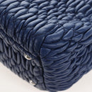 Miu Miu Matelasse Hand Bag Leather 2way Blue Silver Auth 167668M-18