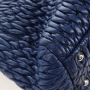 Miu Miu Matelasse Hand Bag Leather 2way Blue Silver Auth 167668M-19