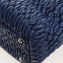 Miu Miu Matelasse Hand Bag Leather 2way Blue Silver Auth 167668M-20