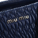 Miu Miu Matelasse Hand Bag Leather 2way Blue Silver Auth 167668M-21