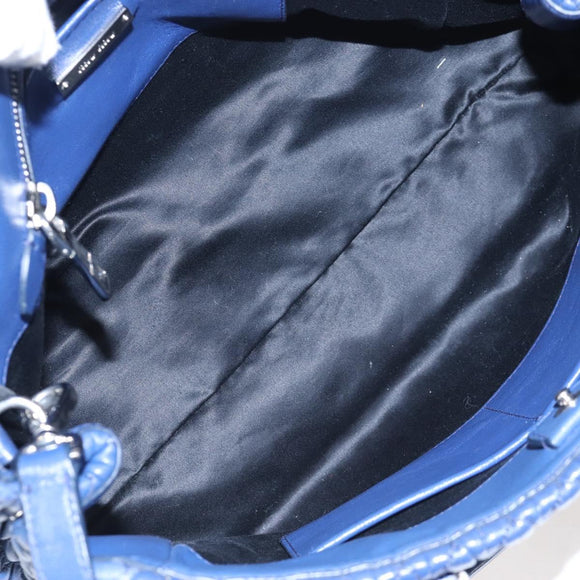 Miu Miu Matelasse Hand Bag Leather 2way Blue Silver Auth 167668M