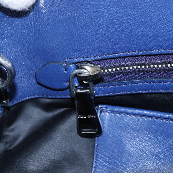 Miu Miu Matelasse Hand Bag Leather 2way Blue Silver Auth 167668M