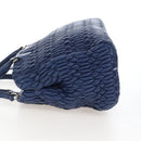 Miu Miu Matelasse Hand Bag Leather 2way Blue Silver Auth 167668M-3