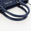 Miu Miu Matelasse Hand Bag Leather 2way Blue Silver Auth 167668M-8