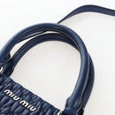 Miu Miu Matelasse Hand Bag Leather 2way Blue Silver Auth 167668M-14