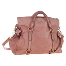 Miu Miu Hand Bag Leather 2way Pink Gold Auth 167669M-1