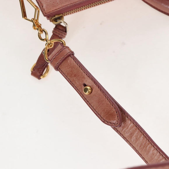 Miu Miu Hand Bag Leather 2way Pink Gold Auth 167669M