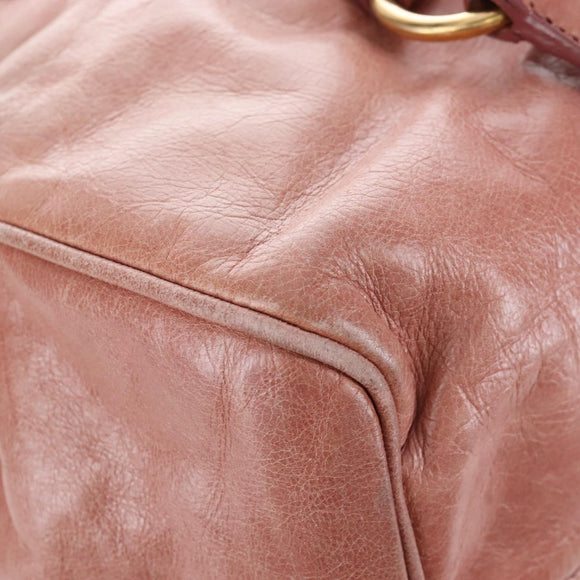 Miu Miu Hand Bag Leather 2way Pink Gold Auth 167669M