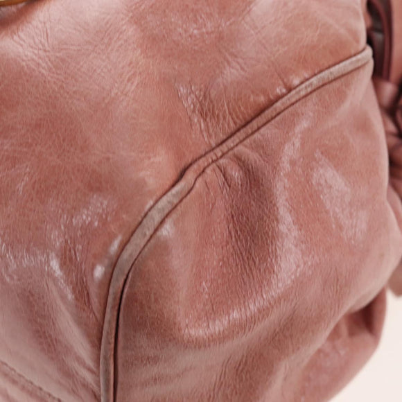 Miu Miu Hand Bag Leather 2way Pink Gold Auth 167669M