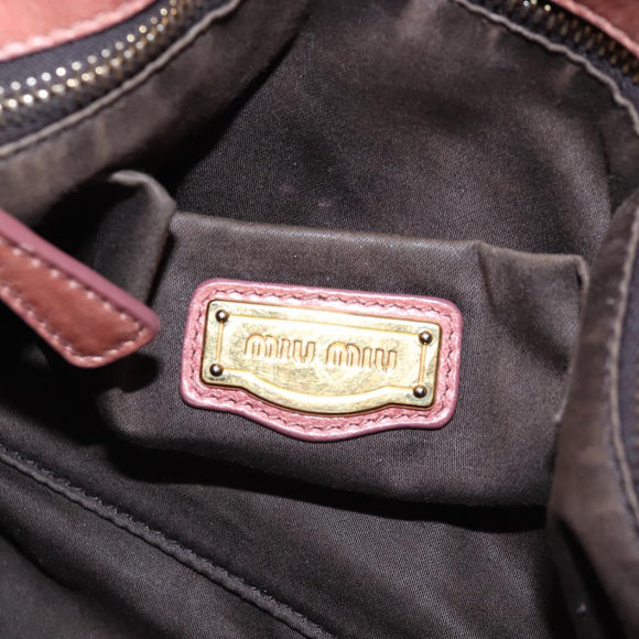 Miu Miu Hand Bag Leather 2way Pink Gold Auth 167669M