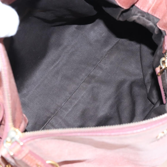 Miu Miu Hand Bag Leather 2way Pink Gold Auth 167669M