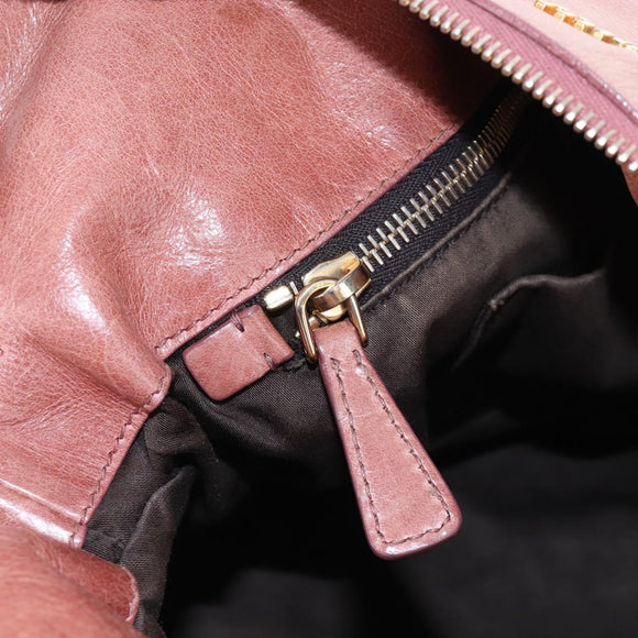 Miu Miu Hand Bag Leather 2way Pink Gold Auth 167669M