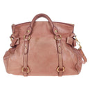 Miu Miu Hand Bag Leather 2way Pink Gold Auth 167669M-3