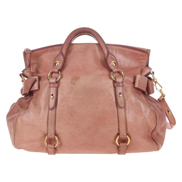 Miu Miu Hand Bag Leather 2way Pink Gold Auth 167669M