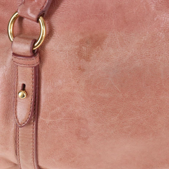Miu Miu Hand Bag Leather 2way Pink Gold Auth 167669M