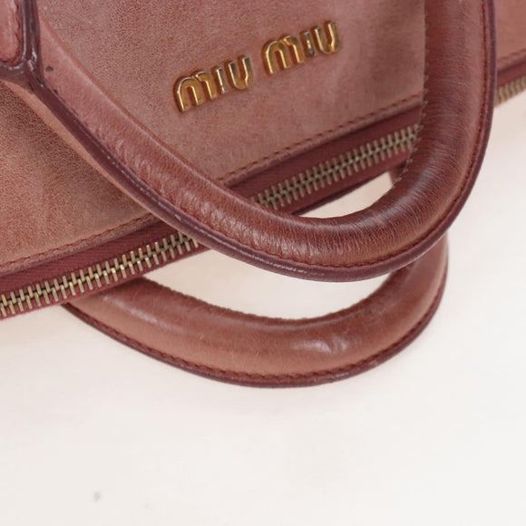 Miu Miu Hand Bag Leather 2way Pink Gold Auth 167669M