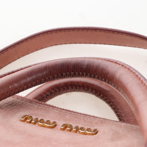 Miu Miu Hand Bag Leather 2way Pink Gold Auth 167669M