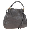 Miu Miu Hand Bag Leather 2way Gray Gold Auth 167671M-1