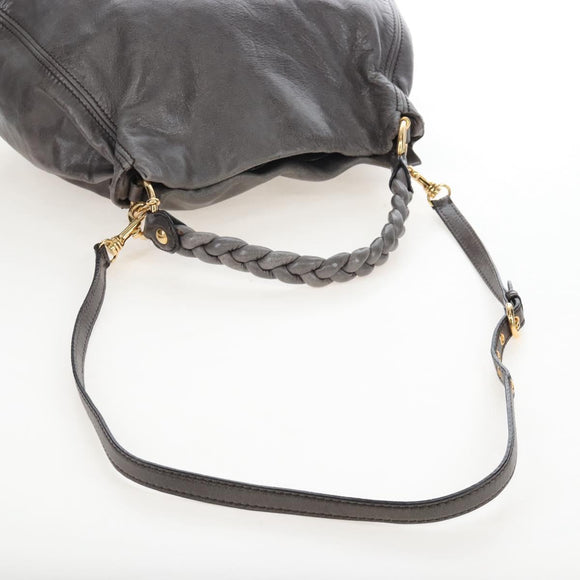 Miu Miu Hand Bag Leather 2way Gray Gold Auth 167671M