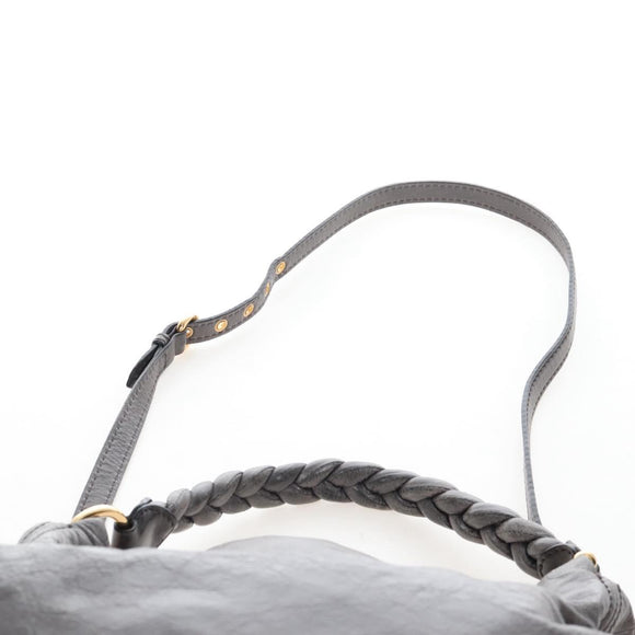 Miu Miu Hand Bag Leather 2way Gray Gold Auth 167671M