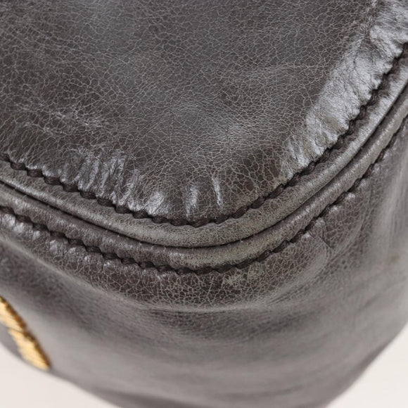 Miu Miu Hand Bag Leather 2way Gray Gold Auth 167671M