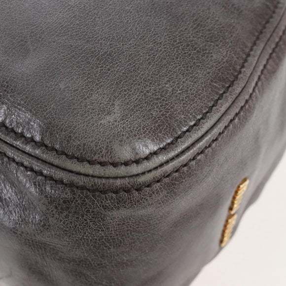 Miu Miu Hand Bag Leather 2way Gray Gold Auth 167671M